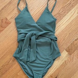 Aerie light olive green wrap swimsuit